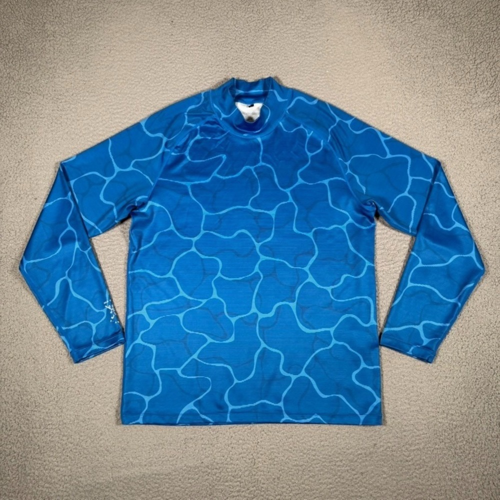 Galvin Green Shirt Mens Large Blue Camo Performance Stretch Golf Mock Neck Logo